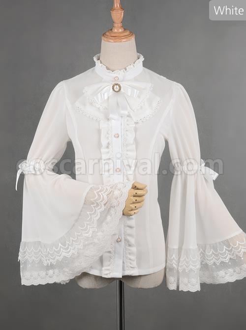 Chiffon Lace Big Cuff Bowknot Classic Lolita Long Sleeve Shirt coscarnival