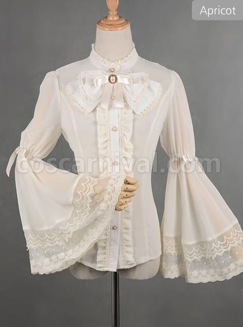 Chiffon Lace Big Cuff Bowknot Classic Lolita Long Sleeve Shirt coscarnival
