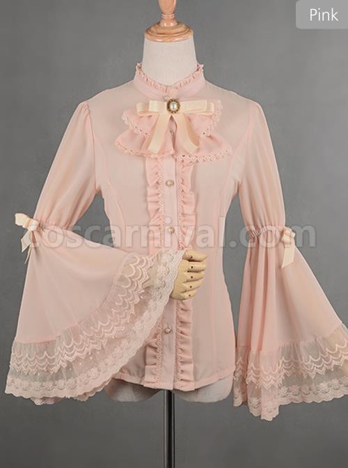 Chiffon Lace Big Cuff Bowknot Classic Lolita Long Sleeve Shirt coscarnival