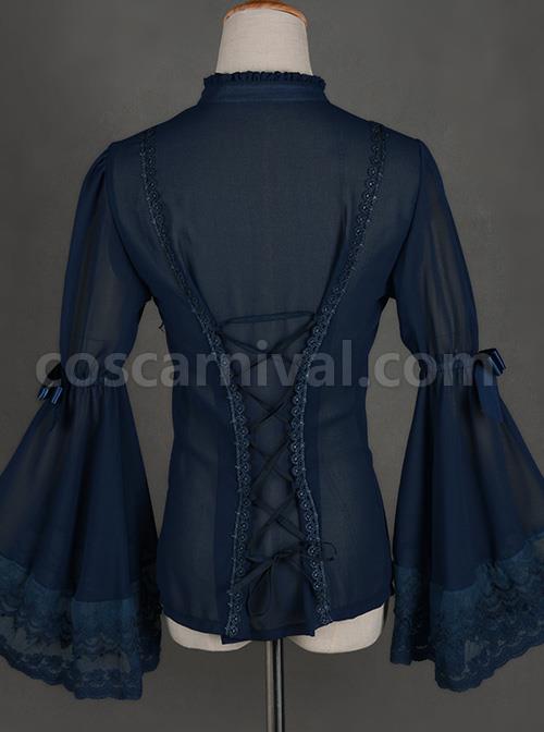 Chiffon Lace Big Cuff Bowknot Classic Lolita Long Sleeve Shirt coscarnival