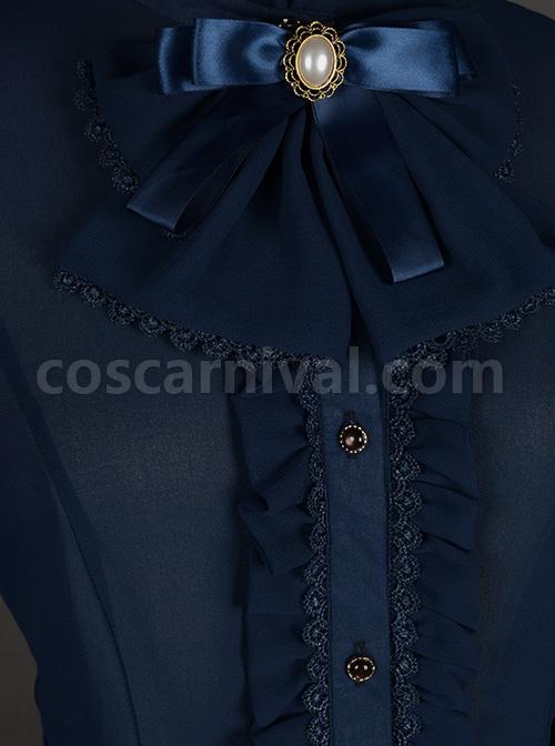 Chiffon Lace Big Cuff Bowknot Classic Lolita Long Sleeve Shirt coscarnival