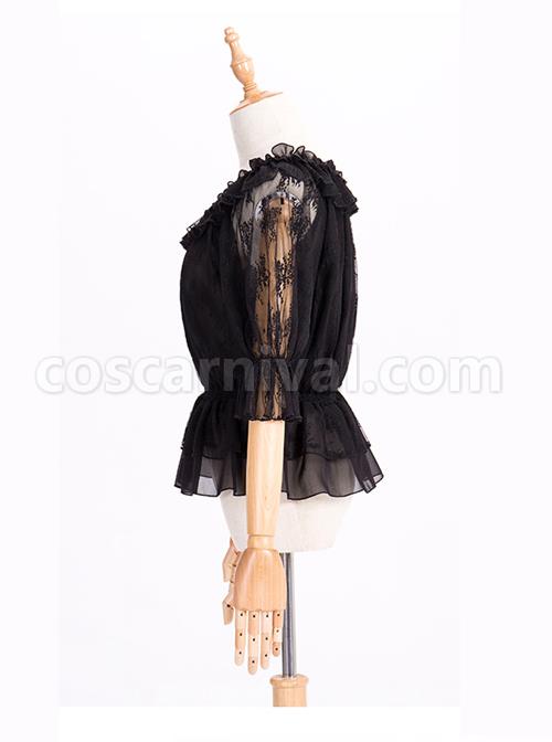 Chiffon Lace Circular Collar Lolita Half Sleeves Blouse coscarnival