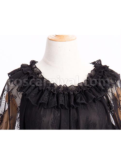 Chiffon Lace Circular Collar Lolita Half Sleeves Blouse coscarnival