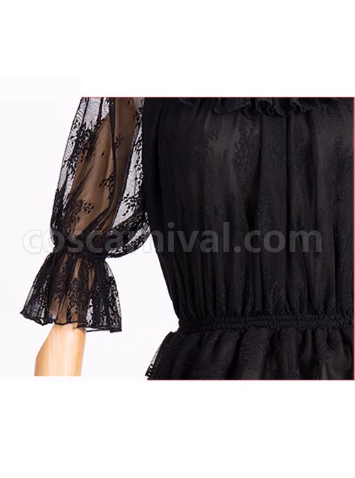 Chiffon Lace Circular Collar Lolita Half Sleeves Blouse coscarnival