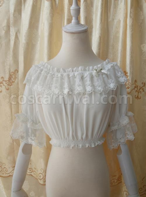 Chiffon Lace Classic Lolita Half Sleeve Shirt coscarnival