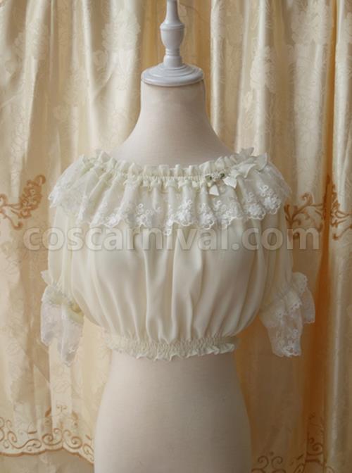 Chiffon Lace Classic Lolita Half Sleeve Shirt coscarnival