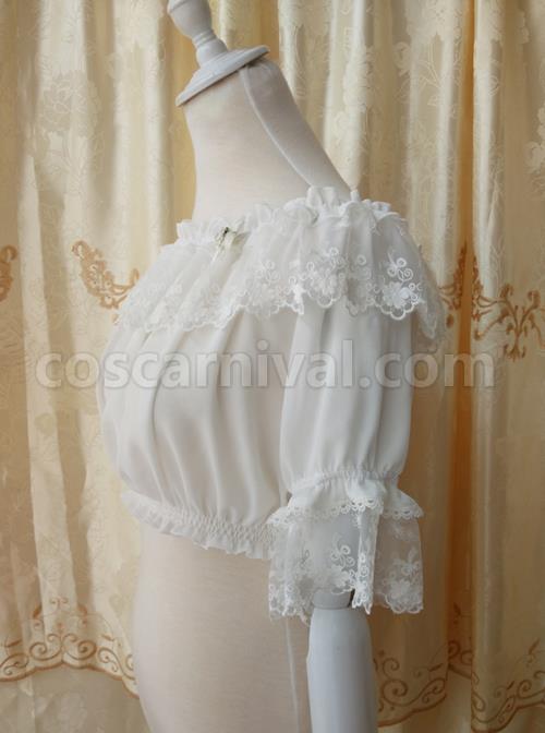Chiffon Lace Classic Lolita Half Sleeve Shirt coscarnival