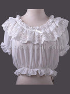 Chiffon Lace Short Puff Sleeve Lolita Short Shirt coscarnival