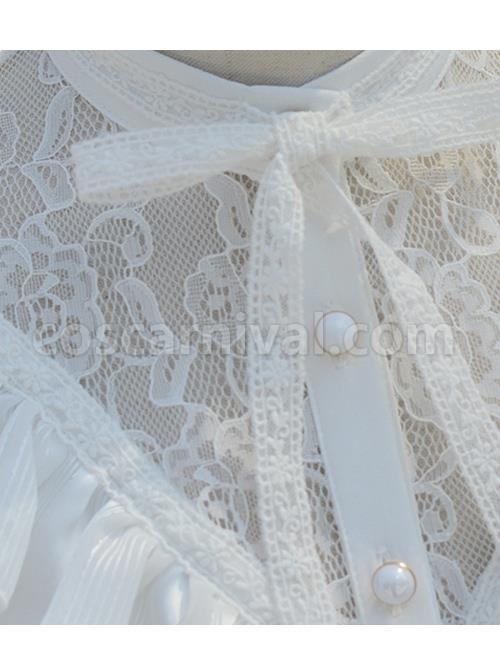 Chiffon Retro Slim Small Standing Collar Lolita Long Sleeve Shirt coscarnival