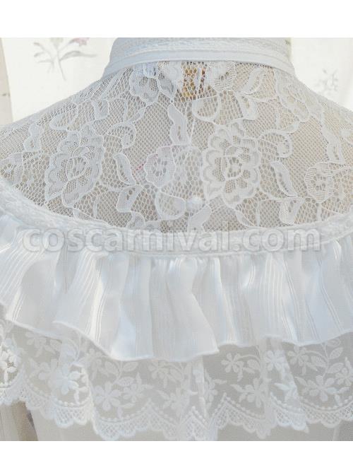 Chiffon Retro Slim Small Standing Collar Lolita Long Sleeve Shirt coscarnival