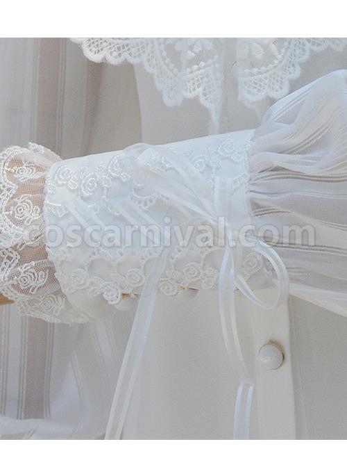 Chiffon Retro Slim Small Standing Collar Lolita Long Sleeve Shirt coscarnival