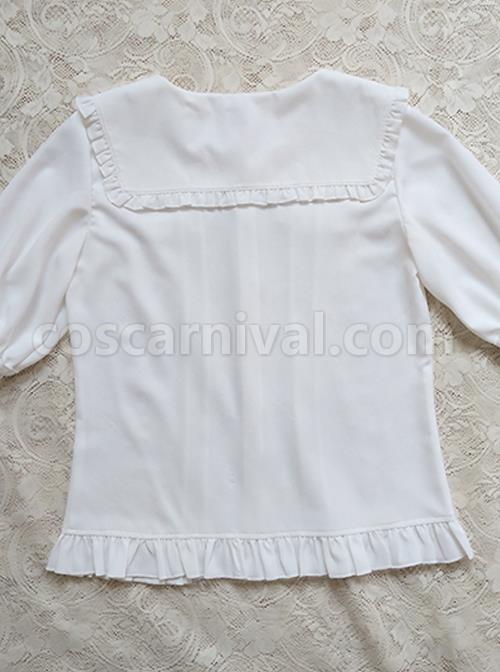 Chiffon Ruffled Lapel Daily All-Match Classic Lolita Short-Sleeved Shirt coscarnival