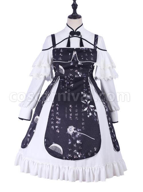 Chinese-Style-Black-Printing-Classic-Lolita-White-Long-Sleeve-Dress-Set-coscarnival-4260