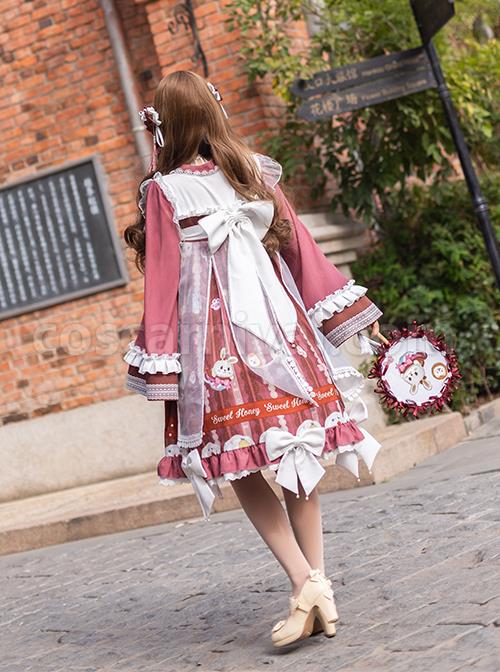 Chinese-Style-Chiffon-Ruffled-Pleats-Sweet-High-Waist-Tie-Rope--Puppy-Print-Bow-Knot-Decoration-Classic-Lolita-OP-Dress-Set-coscarnival-5230