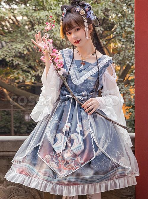 Chinese-Style-Daily-Hollow-Out-Trumpet-Sleeve-Printed-Lace-Ruffle-Hem-Classic-Lolita-Long-Sleeved-Dress-coscarnival-3338