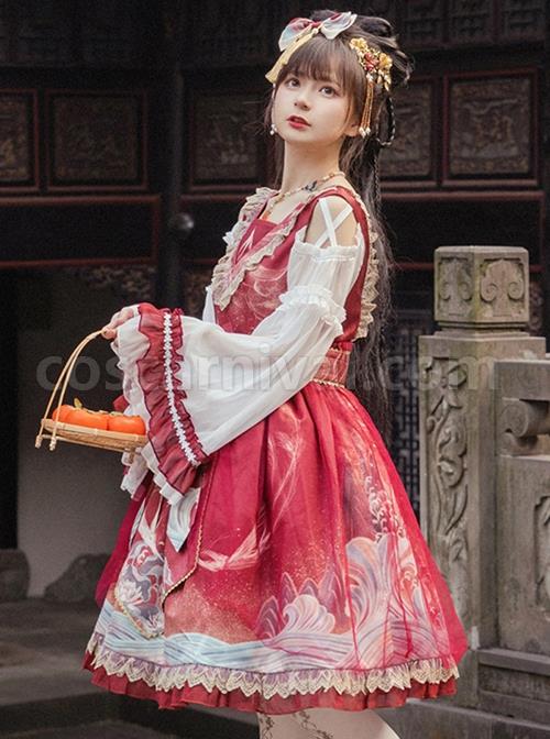Chinese-Style-Daily-Hollow-Out-Trumpet-Sleeve-Printed-Lace-Ruffle-Hem-Classic-Lolita-Long-Sleeved-Dress-coscarnival-3364