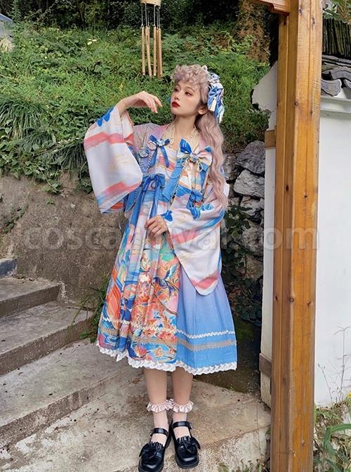Chinese-Style-Delicate-Gilt-Graphic-Print-Decoration-Pleated-Bow-Knot-Classic-Lolita-Slip-Dress-Set-coscarnival-3326