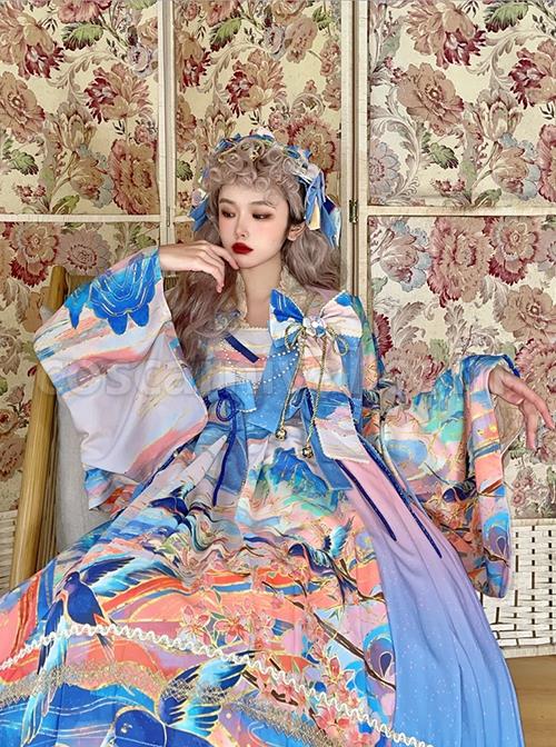 Chinese-Style-Delicate-Gilt-Graphic-Print-Decoration-Pleated-Bow-Knot-Classic-Lolita-Slip-Dress-Set-coscarnival-3337