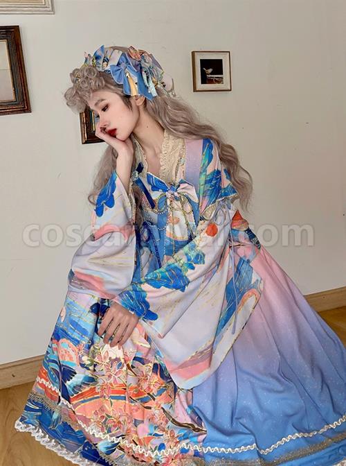 Chinese-Style-Delicate-Gilt-Graphic-Print-Decoration-Pleated-Bow-Knot-Classic-Lolita-Slip-Dress-Set-coscarnival-3346