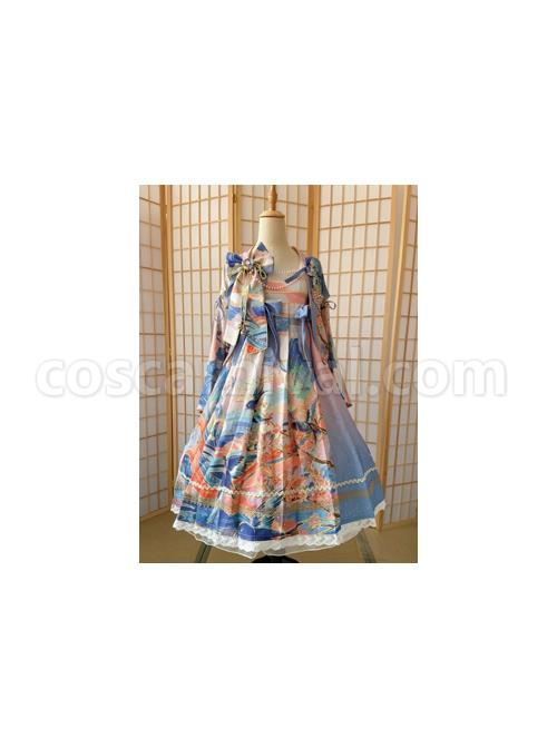 Chinese-Style-Delicate-Gilt-Graphic-Print-Decoration-Pleated-Bow-Knot-Classic-Lolita-Slip-Dress-Set-coscarnival-3354