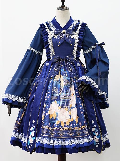 Chinese-Style-Hanfu-Elements-Improved-Lace-Trumpet-Sleeves-Embroidered-Printed-Bows-Elegant-Classic-Lolita-Sleeveless-Dress-Long-Sleeve-Shirt-Suit-coscarnival-4839