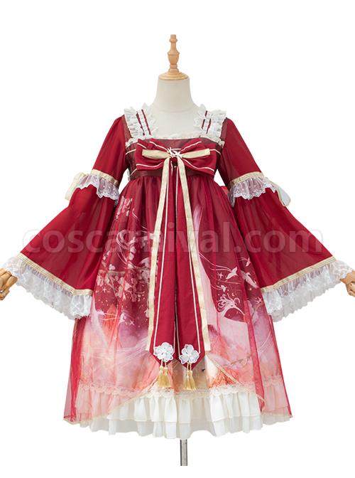 Chinese-Style-Red-crowned-Crane-Printing-Classic-Lolita-Long-Sleeve-Dress-coscarnival-20