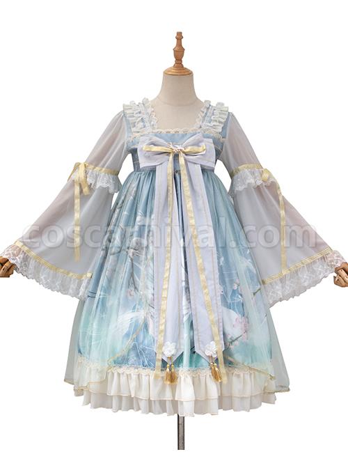 Chinese-Style-Red-crowned-Crane-Printing-Classic-Lolita-Long-Sleeve-Dress-coscarnival-26