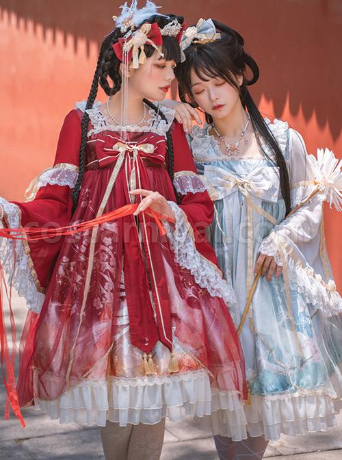 Chinese-Style-Red-crowned-Crane-Printing-Classic-Lolita-Long-Sleeve-Dress-coscarnival-44