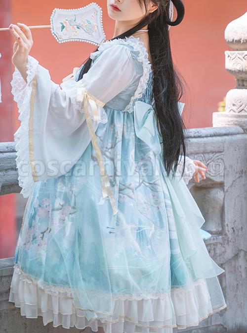 Chinese-Style-Red-crowned-Crane-Printing-Classic-Lolita-Long-Sleeve-Dress-coscarnival-73