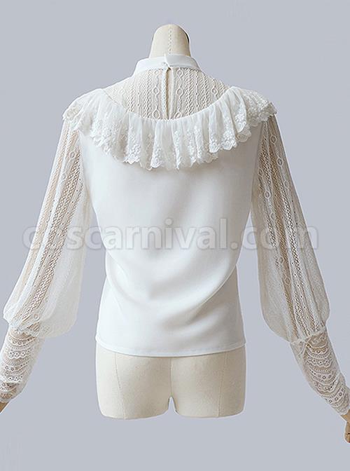 Chinese Style White Lace Sheep-leg Sleeve Classic Lolita Shirt coscarnival
