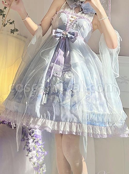 Chinoiserie-Purple-Stand-Collar-Lace-Bead-Chain-Bow-Fringe-Design-Swan-Castle-Print-Classic-Lolita-Sleeveless-Dress-coscarnival-1338