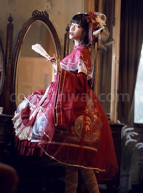 Chinoiserie-Vintage-Gorgeous-Print-Bow-Lace-Fringe-Fake-Collar-Detachable-Design-Classic-Lolita-Sleeveless-Dress-coscarnival-1827