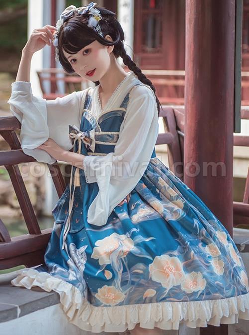 Chinoiserie-White-Tiger-Print-Bow-Knot-Ribbon-Tassel-Accessories-High-Waist-Lace-Classic-Lolita-Sleeveless-Dress-coscarnival-3249