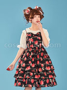 Choco-Strawberry-Printed-Three-layer-Hem-Big-Bowknot-Classic-Lolita-Sling-Dress-coscarnival-4736