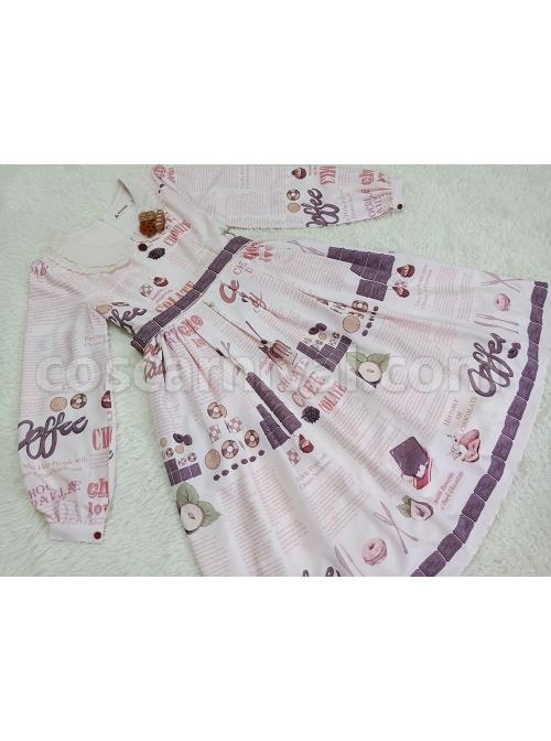 Chocolate-Candy-Print-Decoration-Letter-Print-Doll-Neckline-High-Waist-Belt-A-Version-Classic-Lolita-Long-Sleeve-Dress-coscarnival-3292
