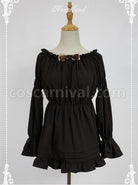 Chocolate Flare Sleeve Long Sleeve Bowknot Lolita Blouse coscarnival