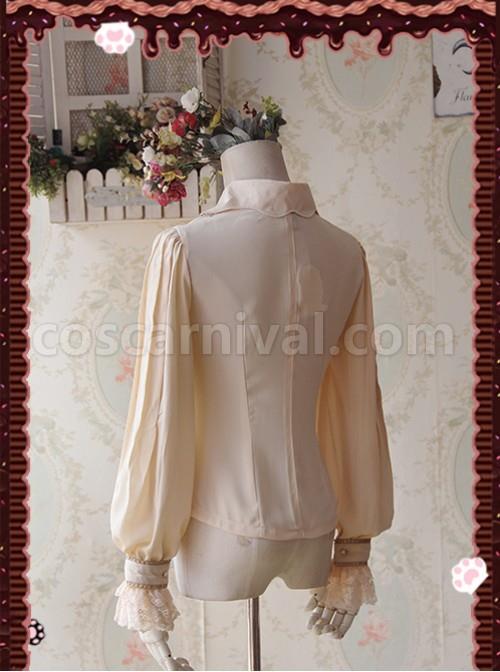 Chocolate Sauce Series Embroidery Mocha Color Long Sleeve Classic Lolita Shirt coscarnival