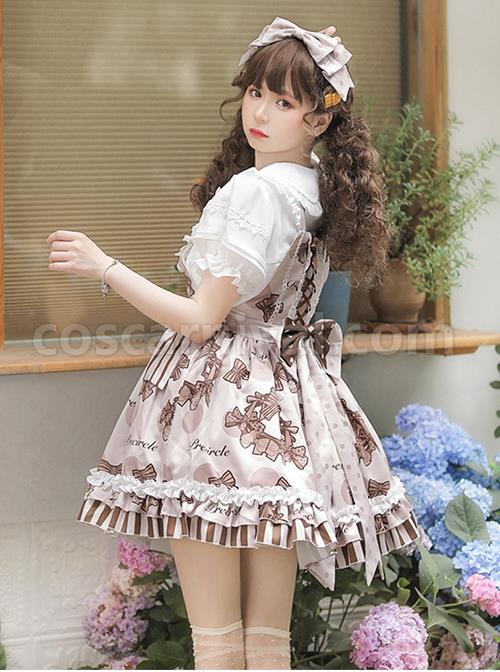 Chocolate-Wreath-Series-Brown-Bow-Knots-Print-Pattern-Decoration-Pleated-Lace-Doll-Neckline-Classic-Lolita-Strap-Dress-coscarnival-3221