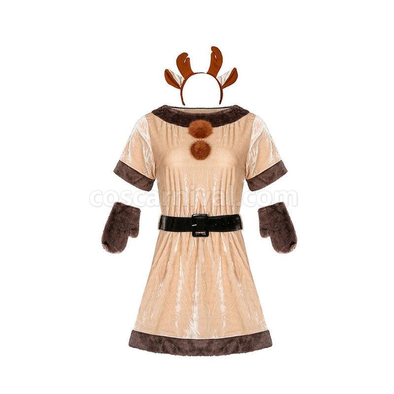 Christmas Reindeer Brown Dance Party Costume coscarnival011114257