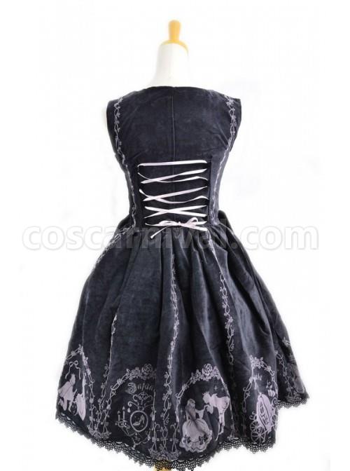 Classic-Cinderella-Black-Cotton-And-Satin-Womens-Lolita-Dress-coscarnival-5221