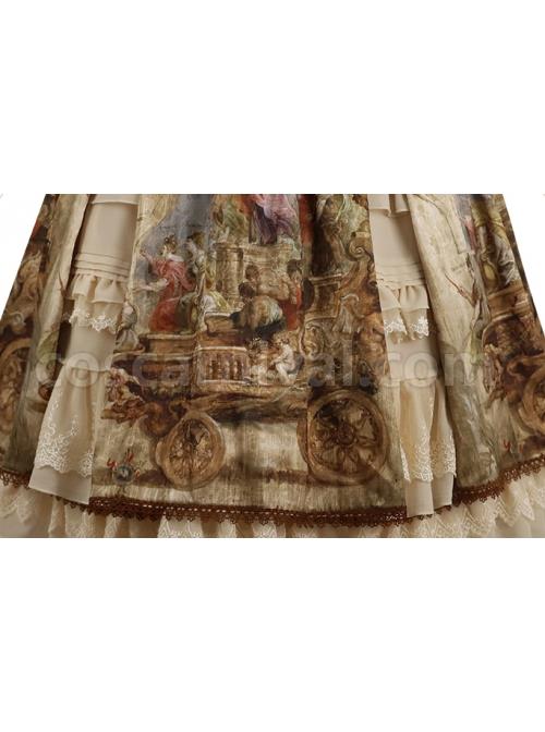 Classic-Lolita-JSK-Jacquard-White-Lace-Pleated-Court-Vintage-Oil-Painting-Drawstring-Metal-Buttons-Sling-Dress-coscarnival-1791