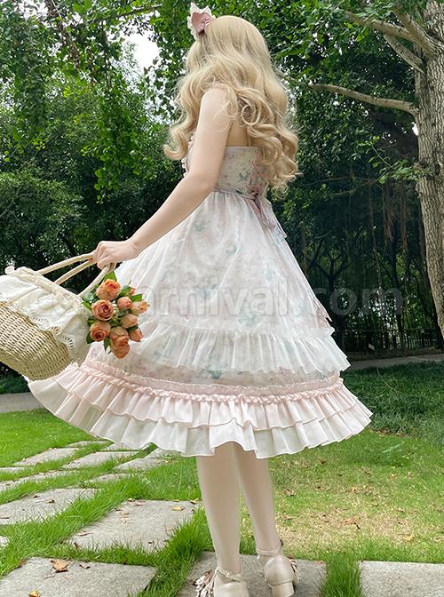 Classic-Lolita-Lily-Of-The-Valley-Flower-Print-Decoration-Ruched-Ruffled-Hem-Lace-Bow-Knot-Slip-Dress-coscarnival-1750