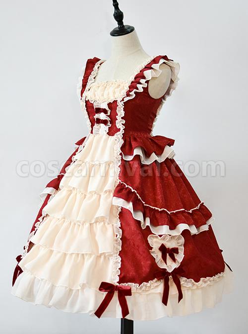 Classic-Lolita-Pleated--Lace-Trim-Layered-Pleated-Hem-Heart-Shaped-Bow-Knots-Decoration-Sleeveless-Dress-coscarnival-3151