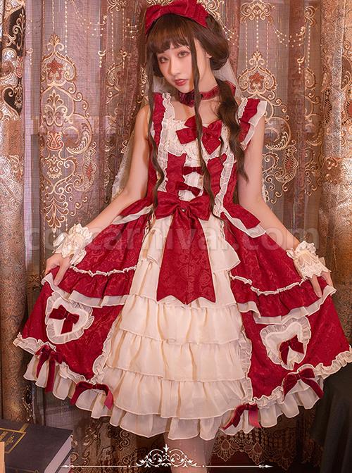 Classic-Lolita-Pleated--Lace-Trim-Layered-Pleated-Hem-Heart-Shaped-Bow-Knots-Decoration-Sleeveless-Dress-coscarnival-3164