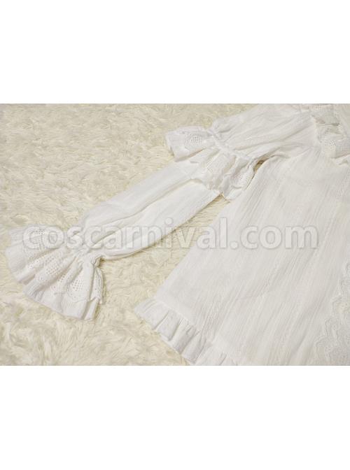 Classic Lolita Pleated Hollow-Out Ruffles Design Doll Neckline Decoration Detachable Sleeves Daily Shirt coscarnival