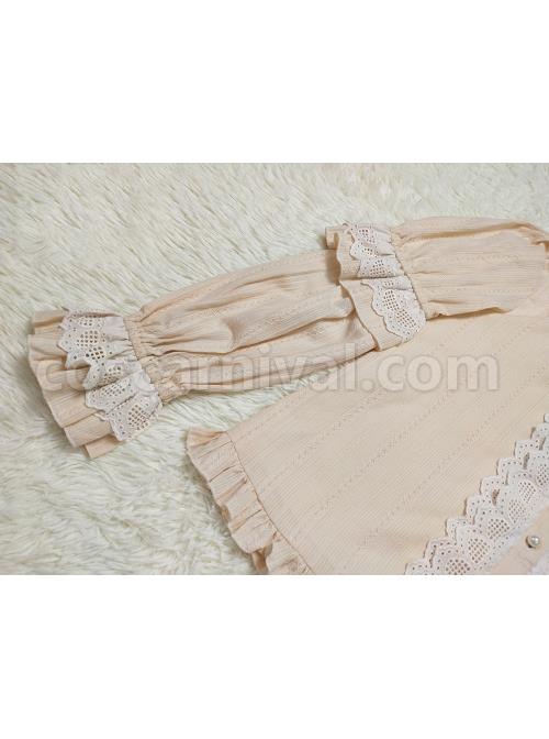 Classic Lolita Pleated Hollow-Out Ruffles Design Doll Neckline Decoration Detachable Sleeves Daily Shirt coscarnival