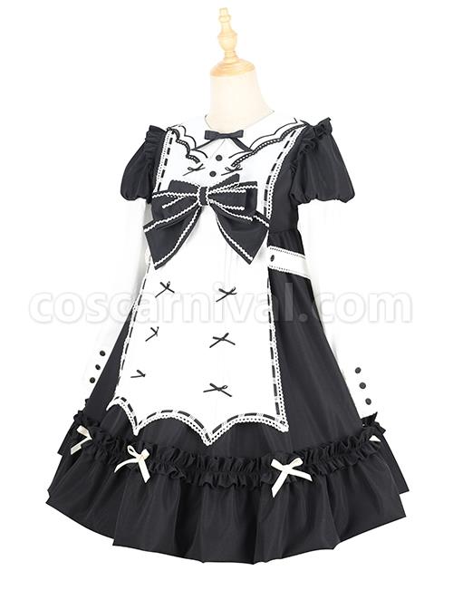 Classic-Lolita-Retro-White-Apron-Decoration-Demon-Maid-Style-Pleated-Bow-Knot-Black-Doll-Dress-coscarnival-3137