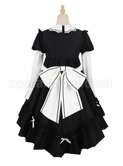 Classic-Lolita-Retro-White-Apron-Decoration-Demon-Maid-Style-Pleated-Bow-Knot-Black-Doll-Dress-coscarnival-3155