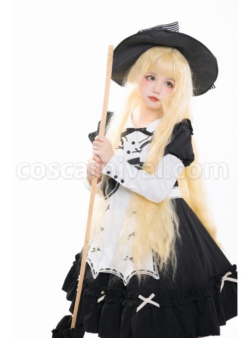 Classic-Lolita-Retro-White-Apron-Decoration-Demon-Maid-Style-Pleated-Bow-Knot-Black-Doll-Dress-coscarnival-3176