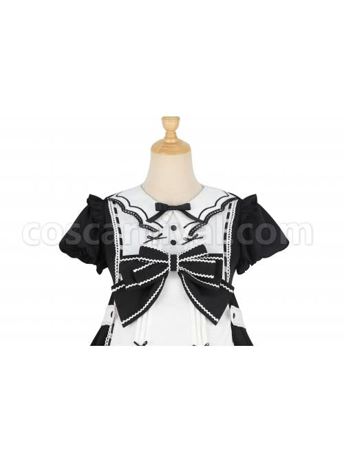 Classic-Lolita-Retro-White-Apron-Decoration-Demon-Maid-Style-Pleated-Bow-Knot-Black-Doll-Dress-coscarnival-3186